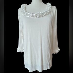 August Silk women's size large blouse with ruffle accents career formal special